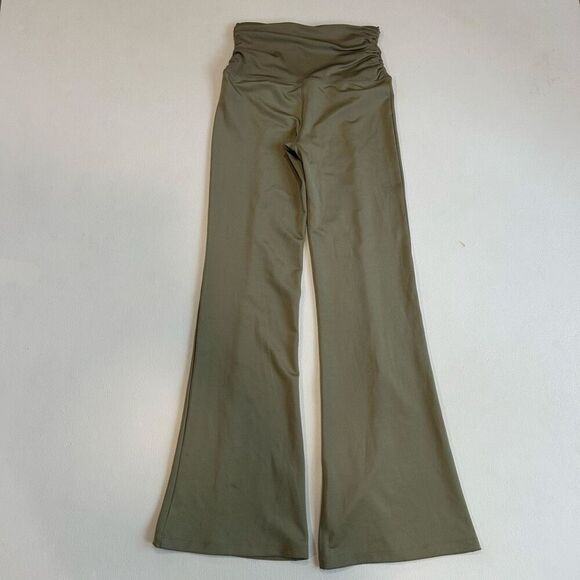 Free People Movement Olive Flare Pants XS High Rise Split Hem Lounge Yoga Boho A - Picture 2 of 7